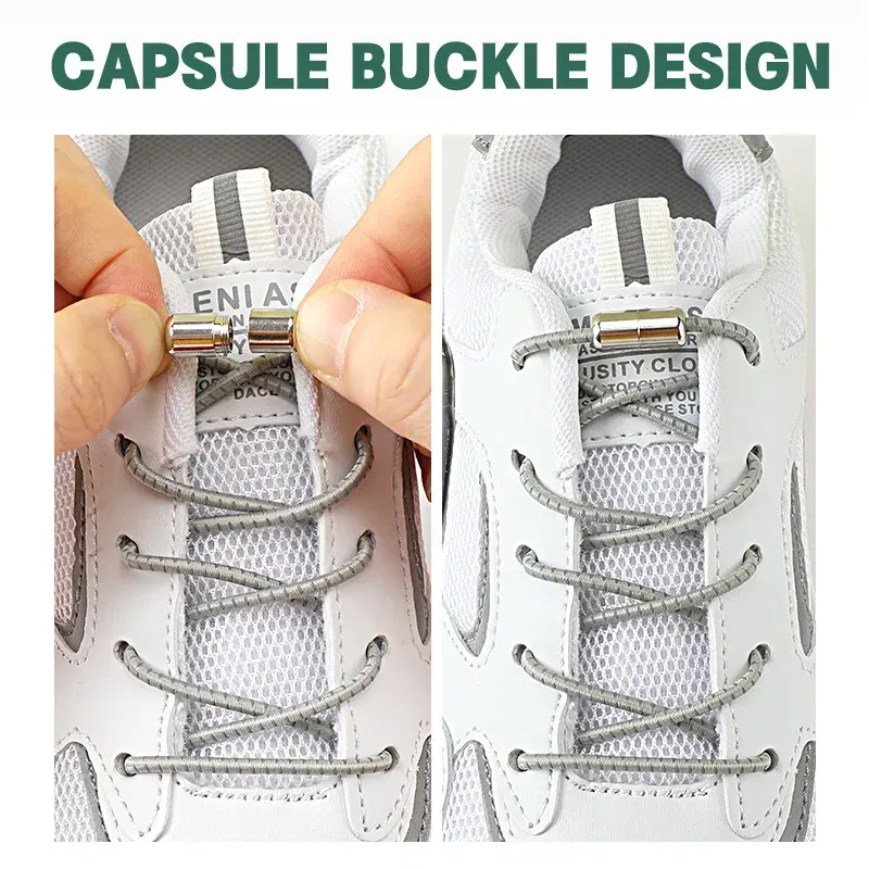 Color: PURPLE, Ships From: CHINA - New Reflective Circular Elastic Shoe laces No Tie Shoelaces Metal Lock Lazy Laces for Kids and Adult One size fits all shoe