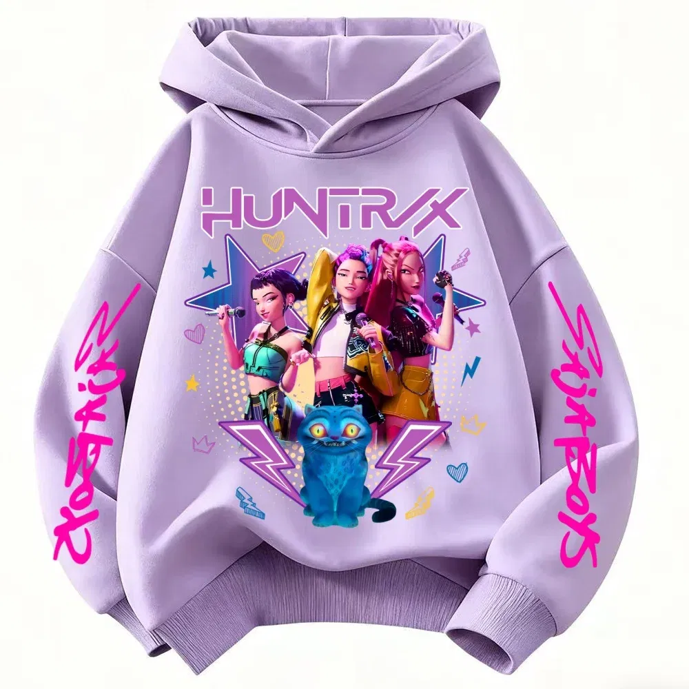 Color: Red, Kid Size: 2T - Demone Hunter Girl's Pink Hooded Streetwear Autumn Cute Anime Baby Pullover Kids Y2K Kawaii Long Sleeved T-shirt Casual Clothes