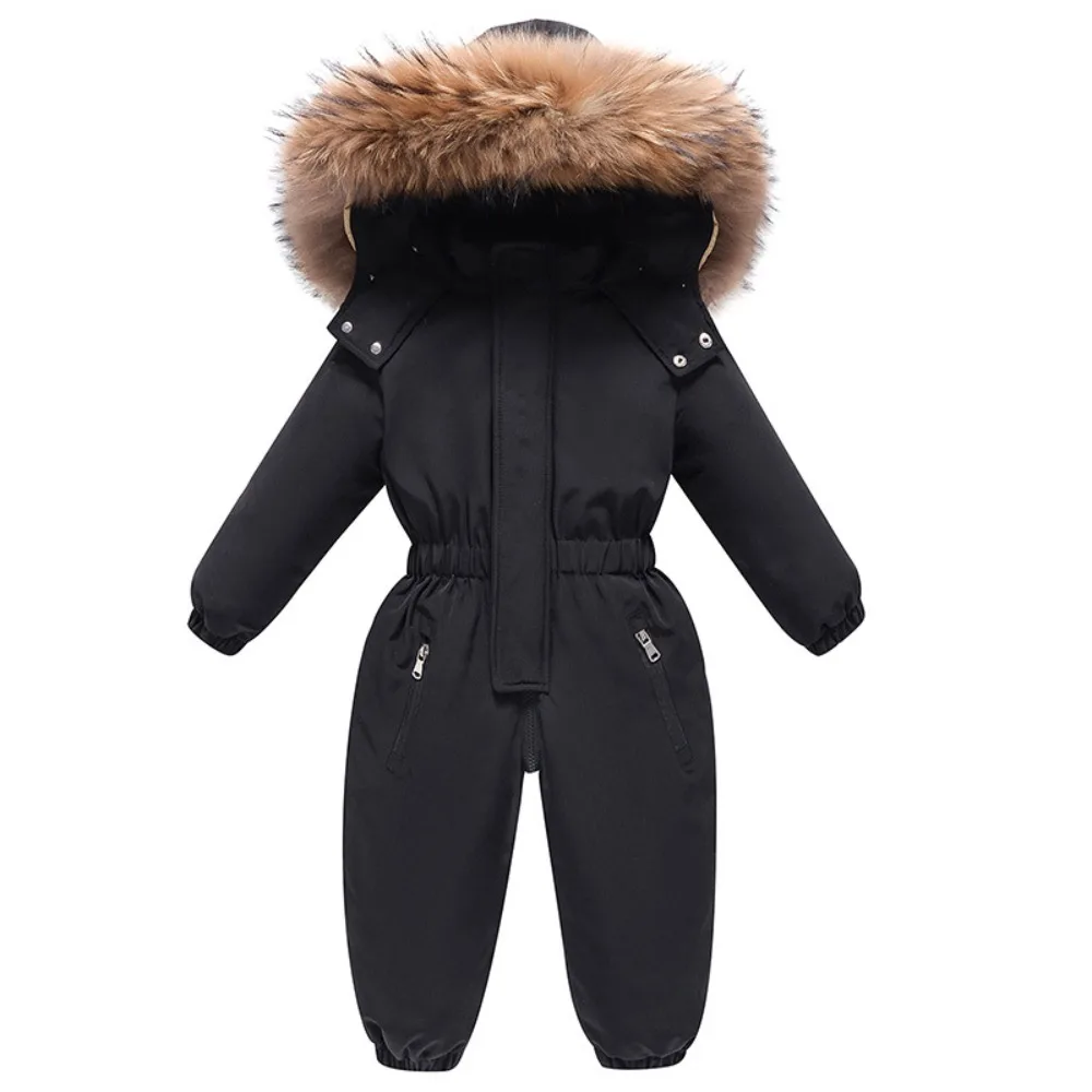Color: Beige, Kid Size: 3M - 2024 New Cute Simple Children's One-piece Down Jacket 1-6 Years Old Outdoor Skiwear Jacket Crawling Suit Boys Girls Onesie