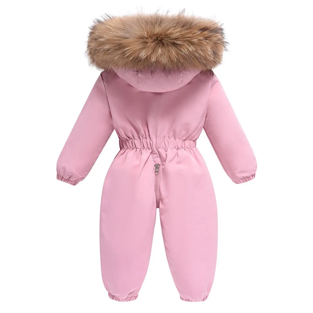 Color: Beige, Kid Size: 3M - 2024 New Cute Simple Children's One-piece Down Jacket 1-6 Years Old Outdoor Skiwear Jacket Crawling Suit Boys Girls Onesie