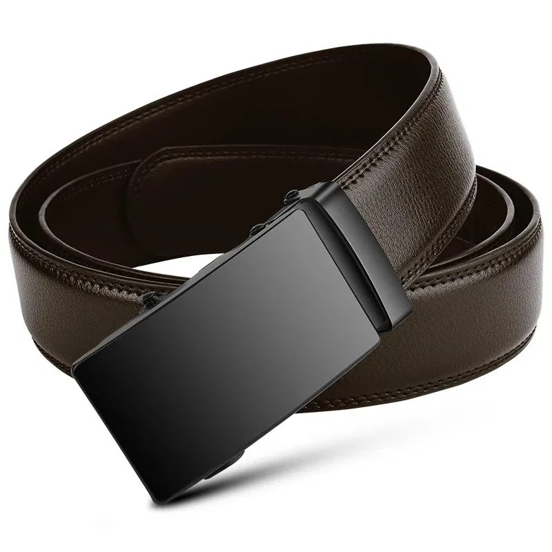 Color: black, Belt Length: 115CM - Famous Brand Business Belt Men Top Quality PU Luxury Leather Waist Strap Black Male Automatic Buckle Jeans Belts for Men
