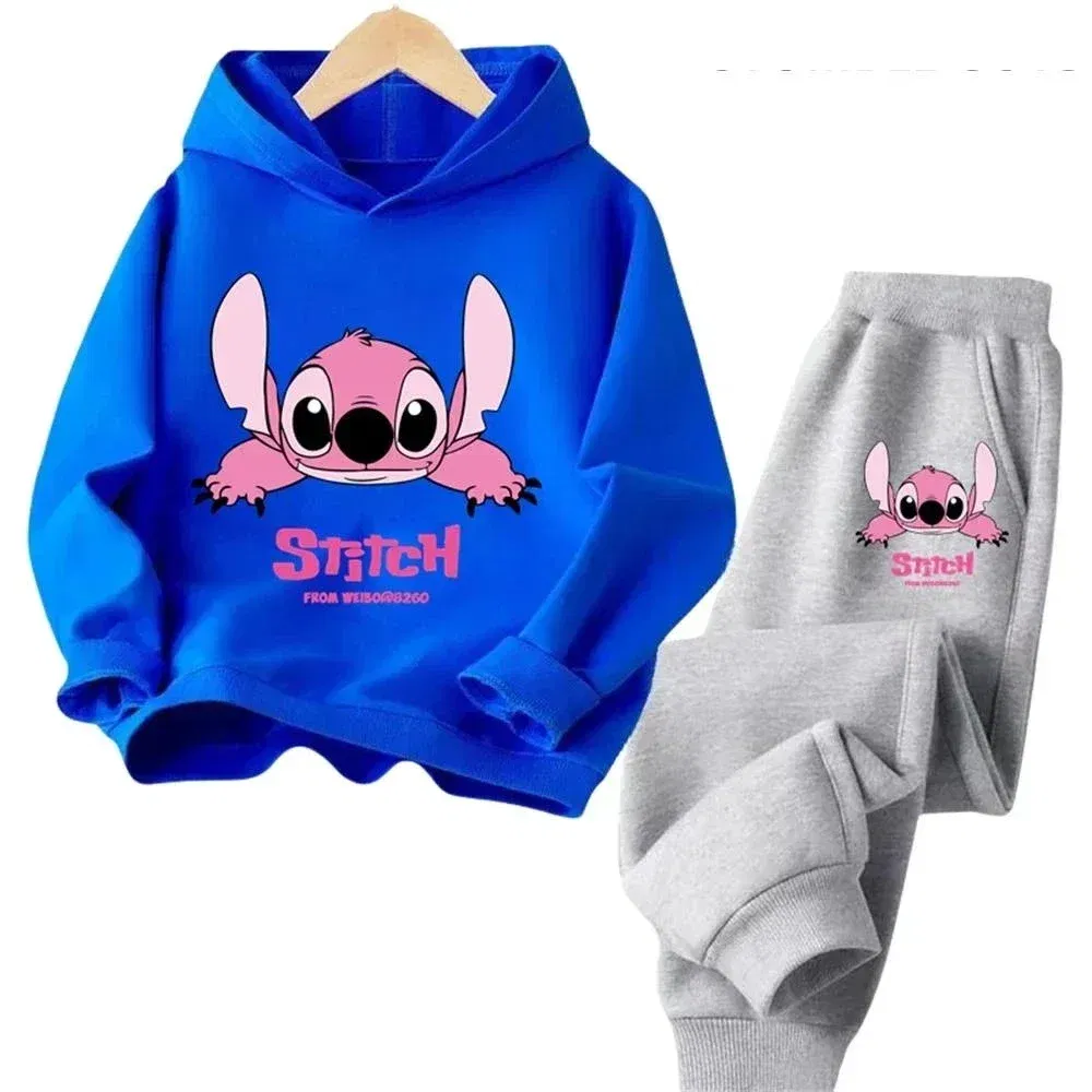 Color: Dark Grey, Kid Size: 5 - Children Hoodies Stitch Kawaii Fashion Pullover Sweatshirt Anime Trucksuit Manga Cartoons Girls Boy Kids Autumn Casual Clothes