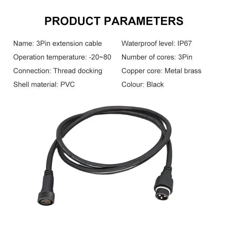 Color: Army Green, Pins: 3P - 3Pin Waterproof Extension Cable 0.3/0.5/0.75/1.0/1.5/2.5 square meter Outdoor LED Plug Male to Female Aviation Power Connector
