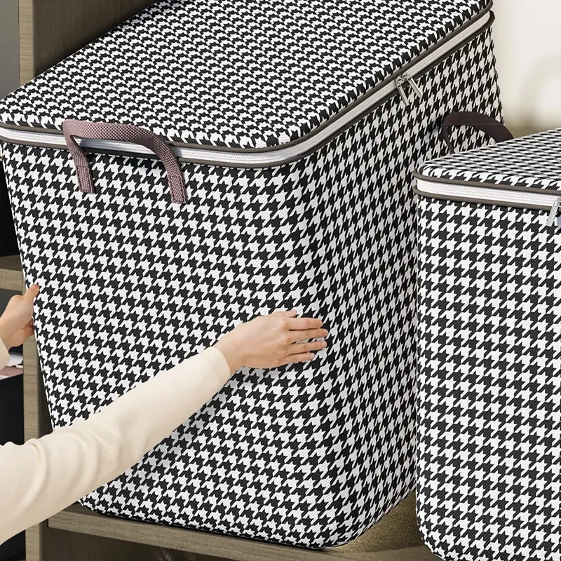Color: Chocolate - 1Pcs Foldable Clothes Organizer Clothes Storage Bags Large Capacity Quilt Moving Box Tote Bag Dustproof Clothing Wardrobe Home
