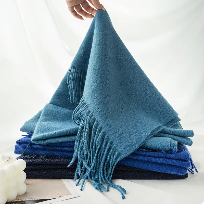 Color: GRAY - New 62 Color Winter Scarf For Women Long Warm Cashmere Scarves Hijab Solid Lady Shawl Wrap Female Pashmina Bandana Head Scarfs