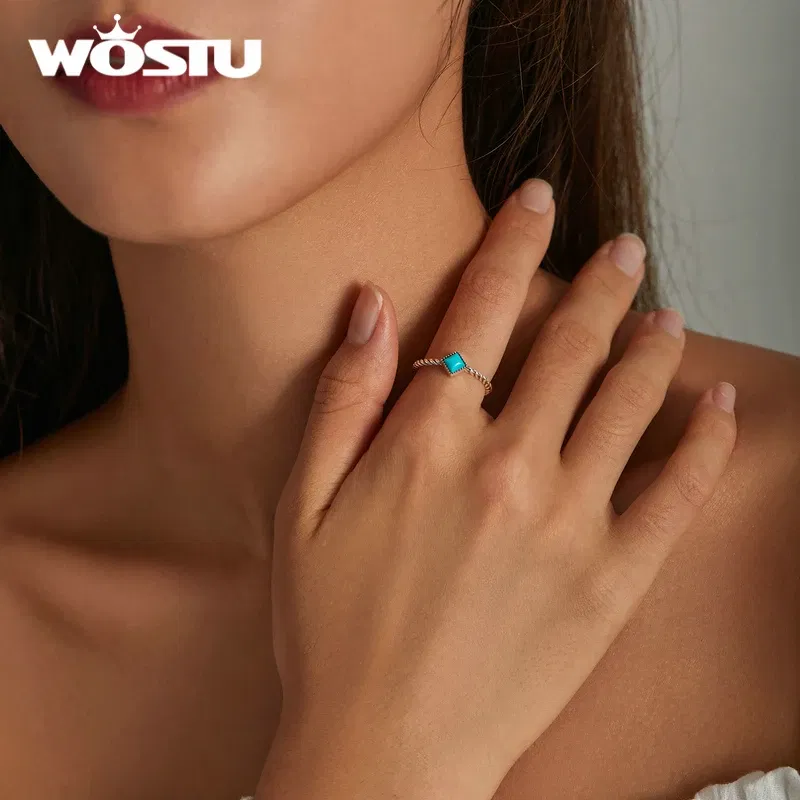 Gem Color: PURPLE, Ships From: CHINA - WOSTU Real 925 Sterling Silver Open Ring Finger Adjustable Size Wedding Rings For Women Engagement Fashion Silver Jewelry Gift