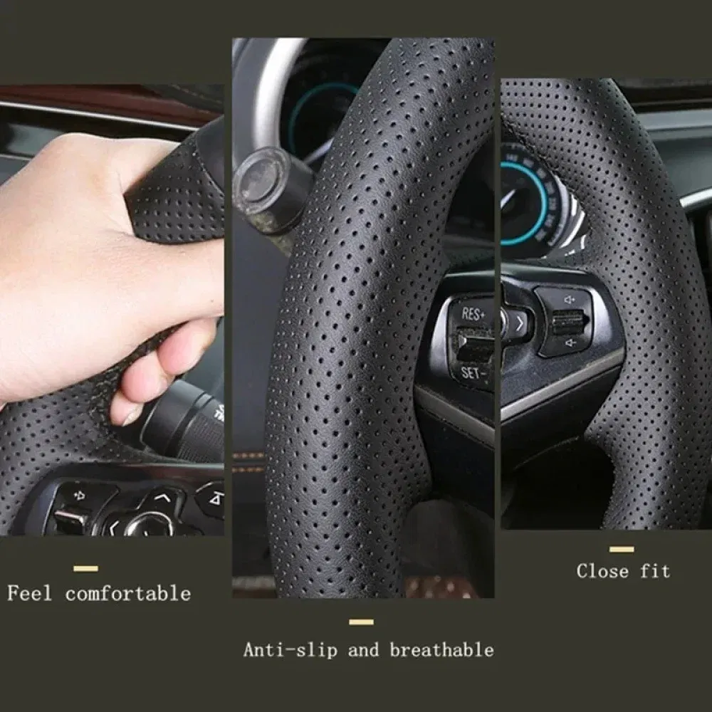 Color Name: black - Customized DIY Car Steering Wheel Cover For Kia Rio 2017-2019 Rio5 K2 2016 Picanto Morning 2017 Leather Braid For Steering Wheel