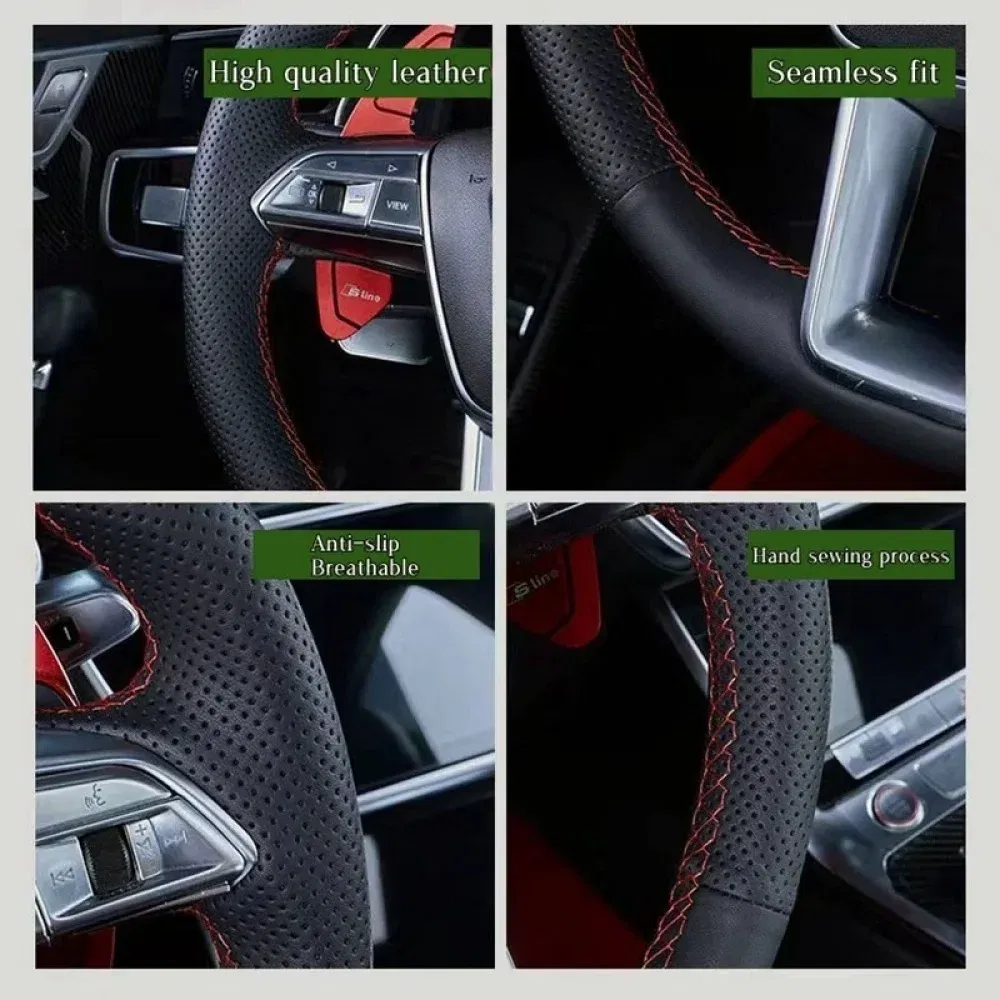 Color Name: black - Customized DIY Car Steering Wheel Cover For Kia Rio 2017-2019 Rio5 K2 2016 Picanto Morning 2017 Leather Braid For Steering Wheel