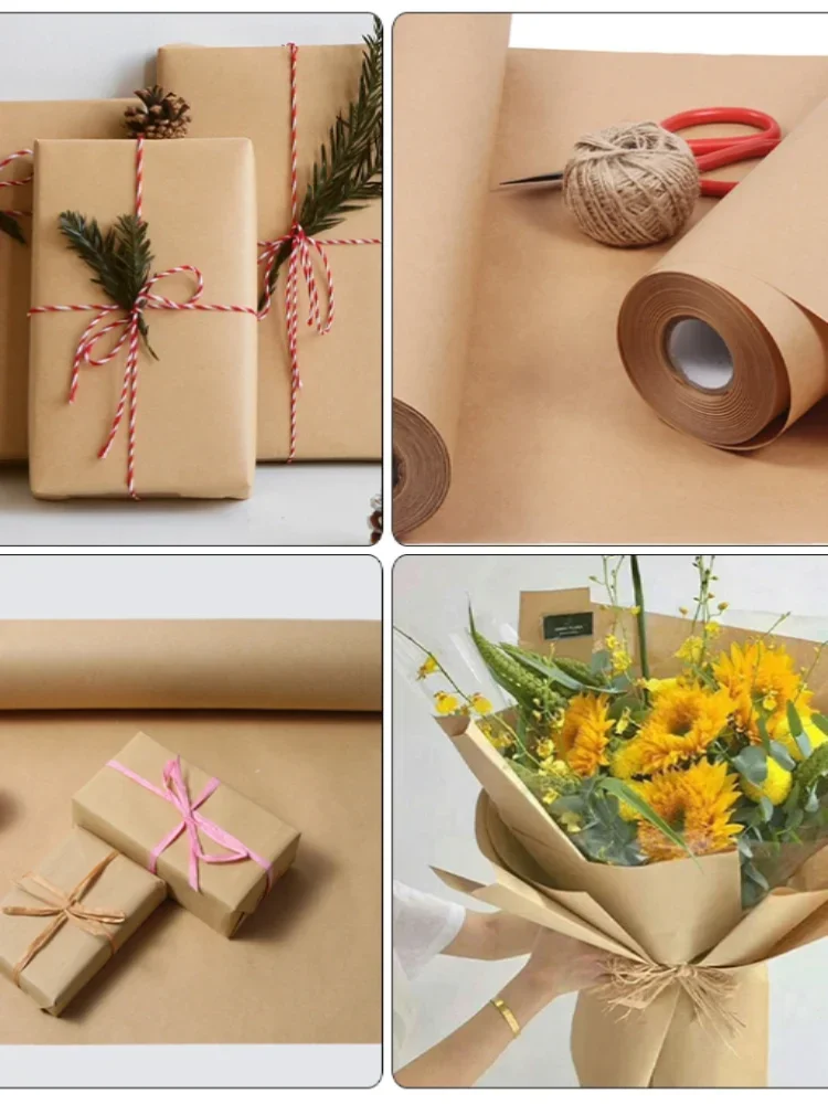 Color: Pink - Brown kraft Paper Rolls, Gift Wrapping, Wrapping Paper, Shipping, Bulletin Boards, Crafts, DIY Making