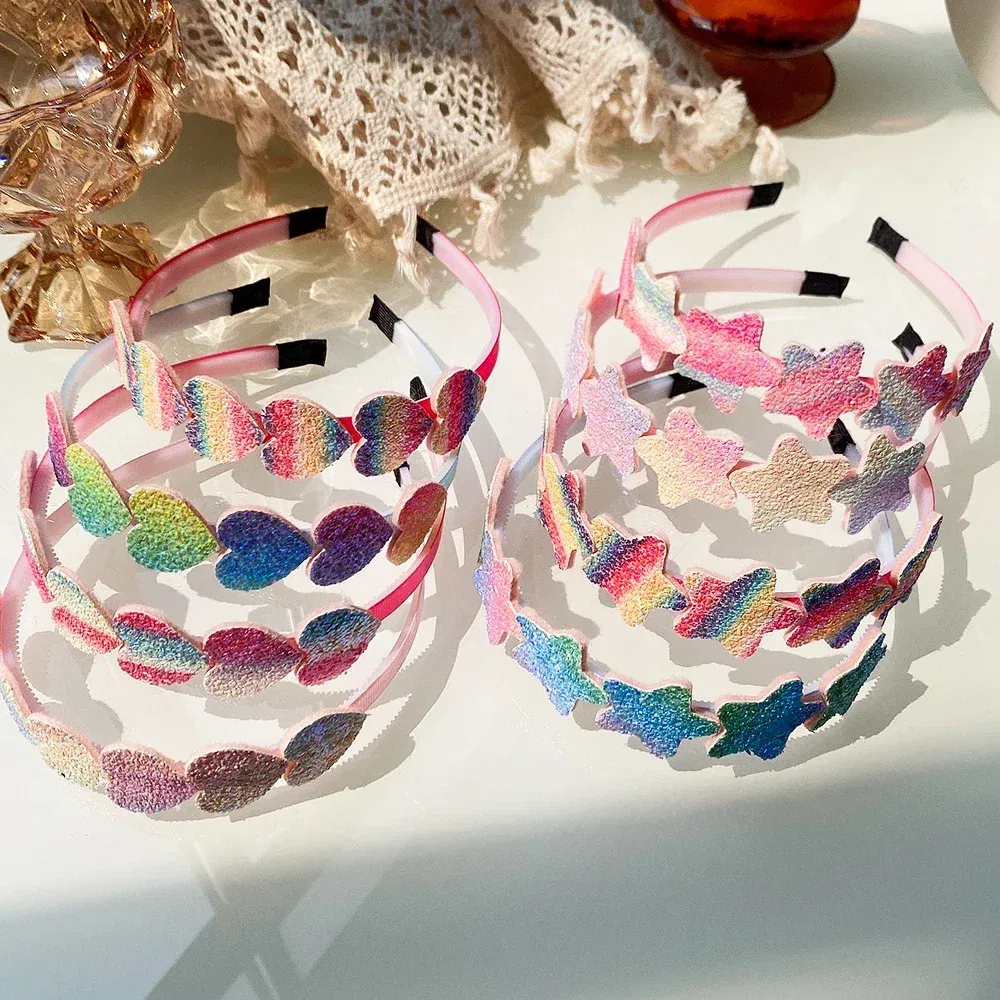 Color: GRAY - 1pcs Fashion Glitter Kids Hair Band Lovely Bow Stars for Headband Girls Cute Colors Hair Tiaras Hairbands Hair Accessories Gifts