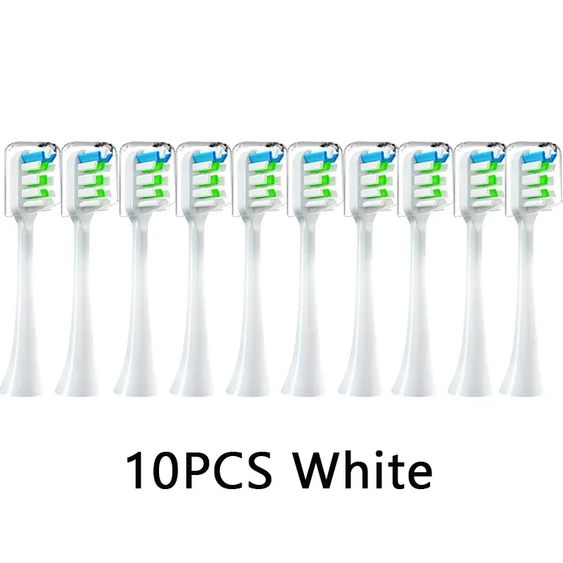 Color: Ivory - 10pcs Replacement Brush Heads for Xiaomi SOOCAS X3 X5 V1 X3U Soft Bristle Electric Toothbrush Dupont Bristle Sealed Packed