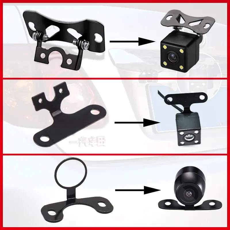 Color Name: Gold - Universal Car Rear Camera Mounting Bracket Black Stainless Steel Holder Case For DVR/Rearview/Back Up/Reserve Camera