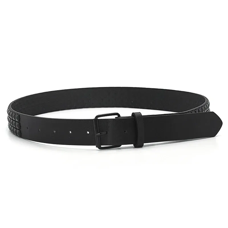 Color: black, Belt Length: 100cm - High Quality Rivet Belt Men&Women's Studded Fashion Versatile Belts Punk Rock With Pin Buckle Drop Decoration Black Hot Sale