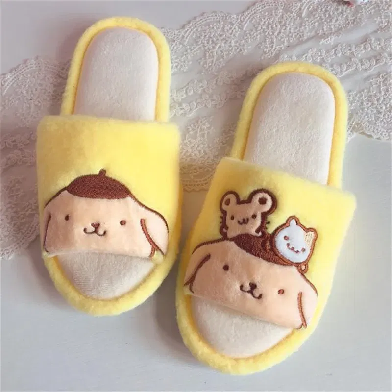 Color: Lavender, Shoe Size: 39 - Kawaii Peep Toe Slippers Girl Cute Indoor Shoes Open Toes Home Slippers Casual Lolita Flat Non-slip Purple Pink Japanese Style