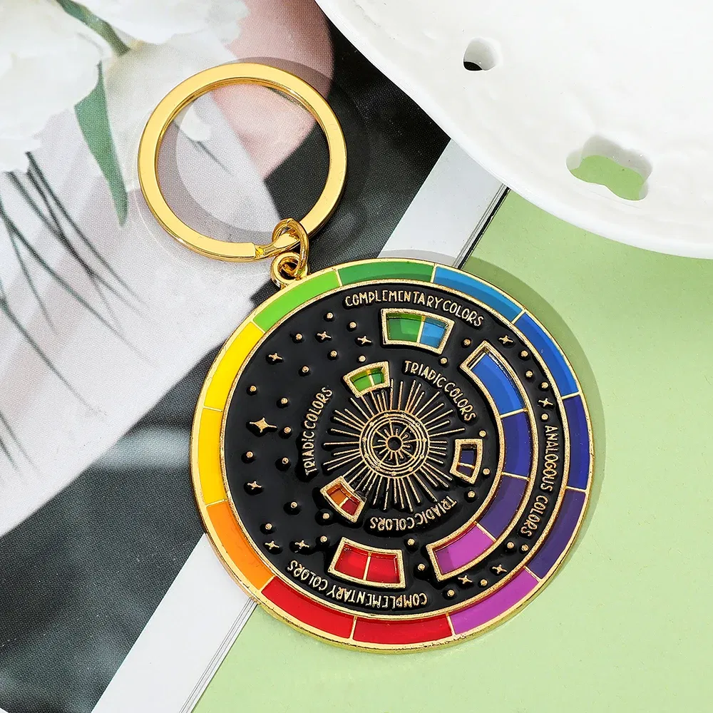 Color: black - Color Wheel Keyring for Painters, Interactive Keychain, Art Keychains, Gifts