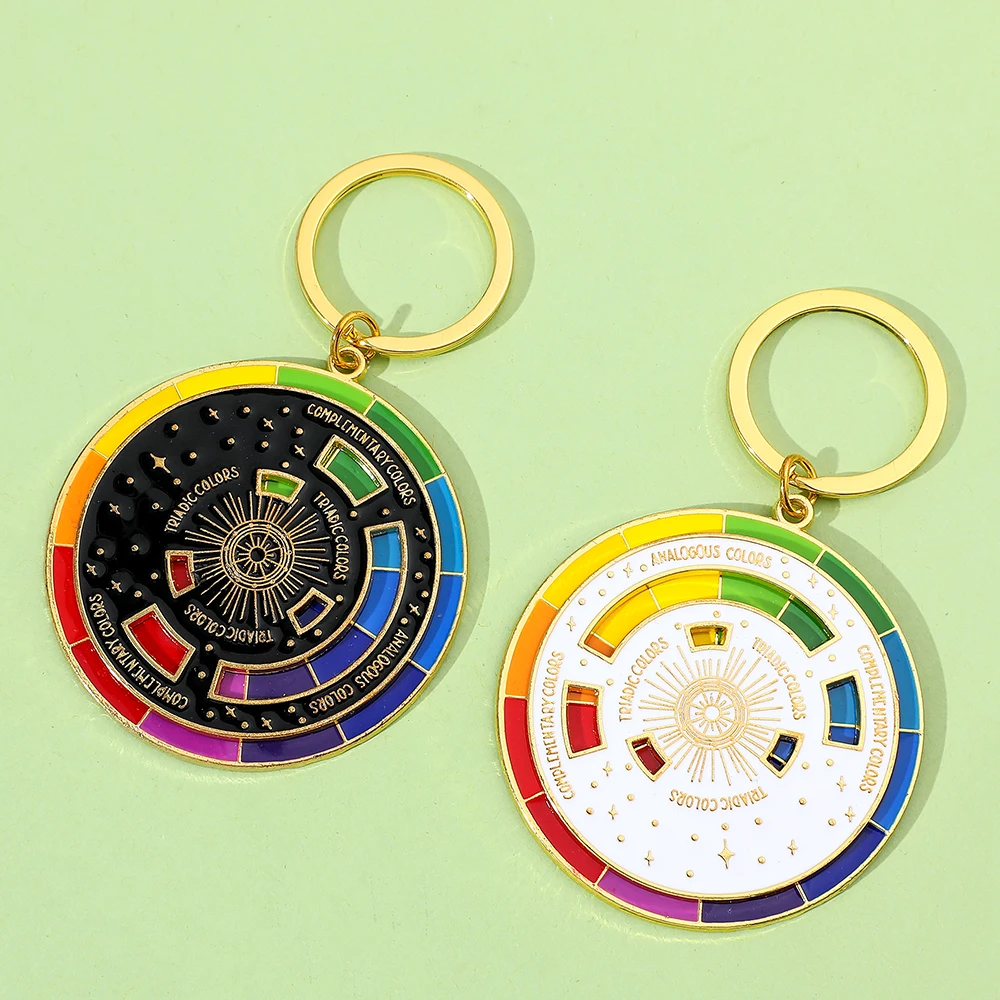 Color: black - Color Wheel Keyring for Painters, Interactive Keychain, Art Keychains, Gifts