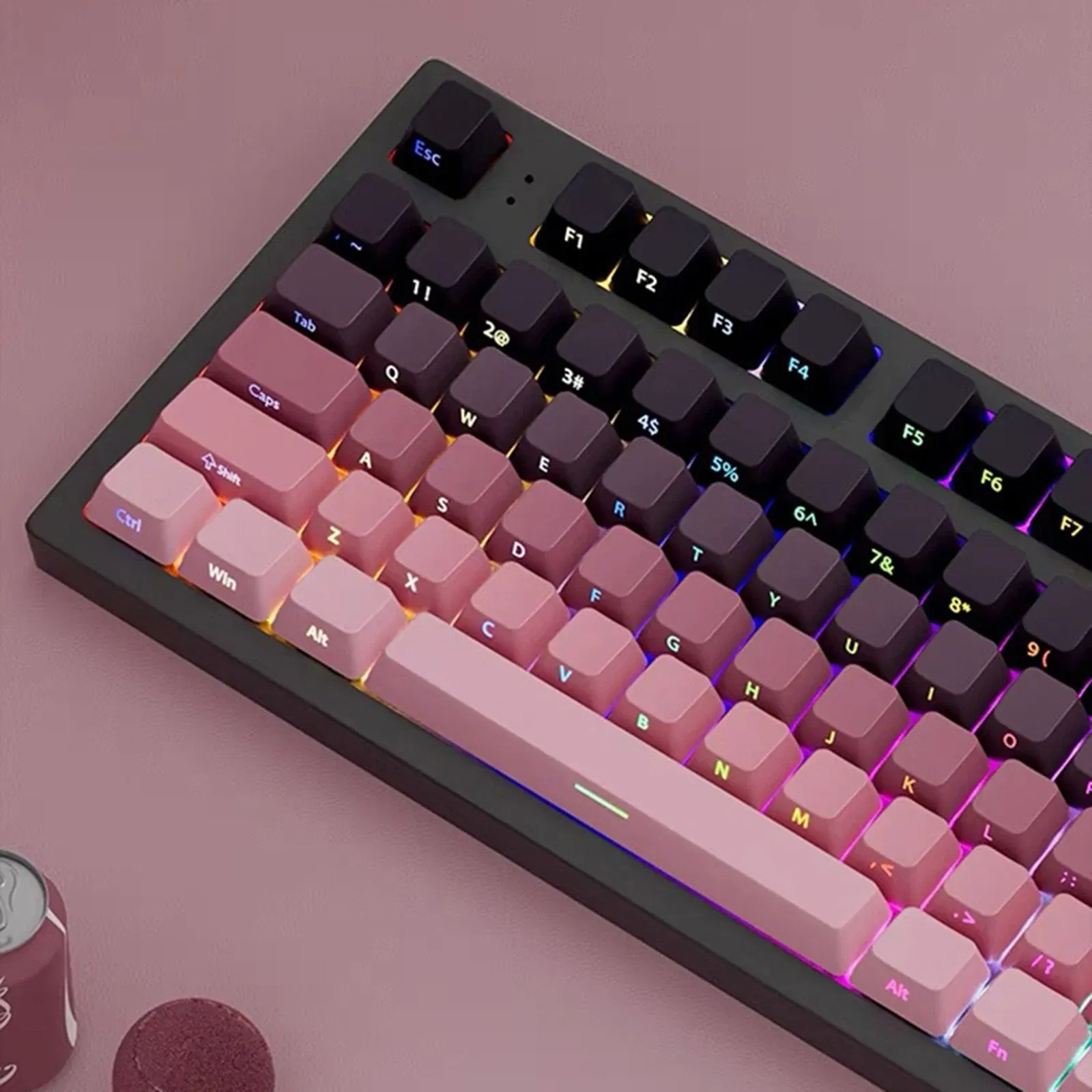 Color: Red - Gradient Keycaps Side Printed Shine Through PBT Double Shot OEM Profile for MX Switches Gaming Keyboard 130+key caps