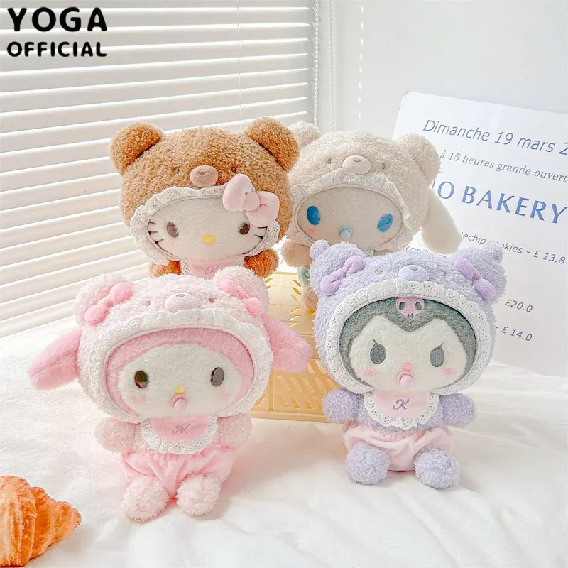 Color: Yellow - Kawaii Sanrio Hello Kitty My Melody Cinnamoroll 15Cm Plush Doll Pendant Baby Series Keychain Bag Pendant 20Cm Doll Birthday Gift