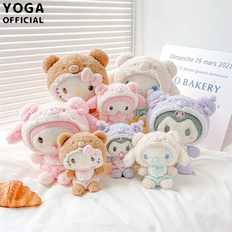Color: Yellow - Kawaii Sanrio Hello Kitty My Melody Cinnamoroll 15Cm Plush Doll Pendant Baby Series Keychain Bag Pendant 20Cm Doll Birthday Gift