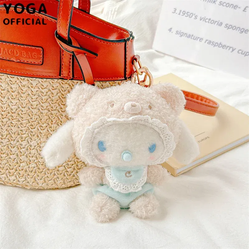 Color: Yellow - Kawaii Sanrio Hello Kitty My Melody Cinnamoroll 15Cm Plush Doll Pendant Baby Series Keychain Bag Pendant 20Cm Doll Birthday Gift