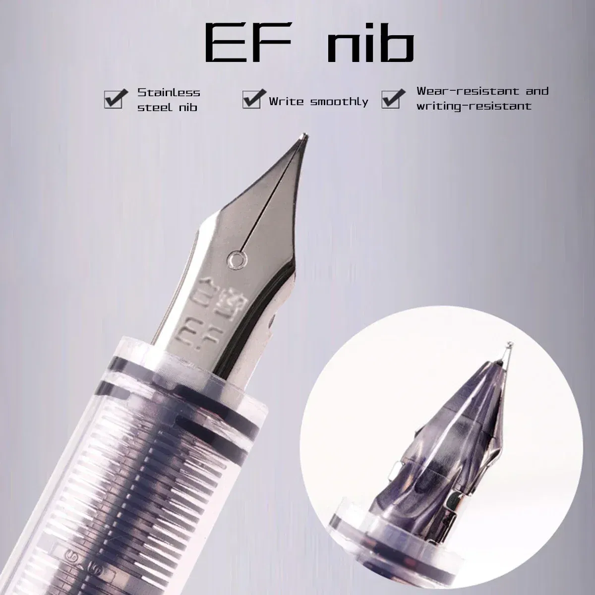 Color: Clear - 0.5mm F /0.38mm EF Extra Fine Nib Disposable Classic Fountain Pens For Writing For Student Office Painting & Creative Projects