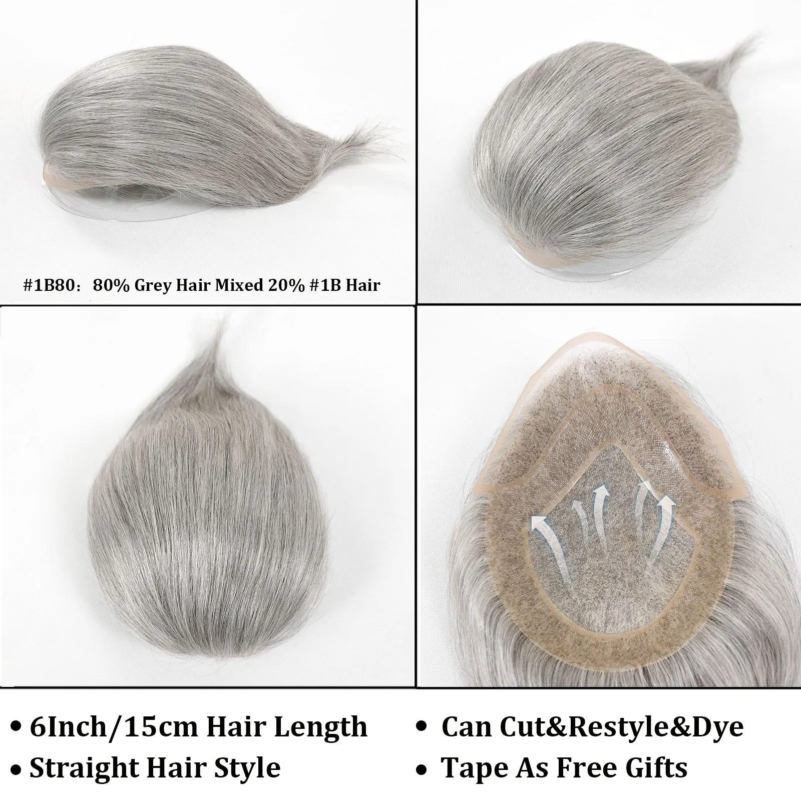 Toupee Color: 22R#, Toupee Density: 120%, Length: 6 inches, Toupee Size: 8x10 - #1B80 Grey Breathable Lace Front Male Wig Human Hair Piece Natural Hairline Lace&Mono&PU Men Toupee Men's Replacement Prosthesis