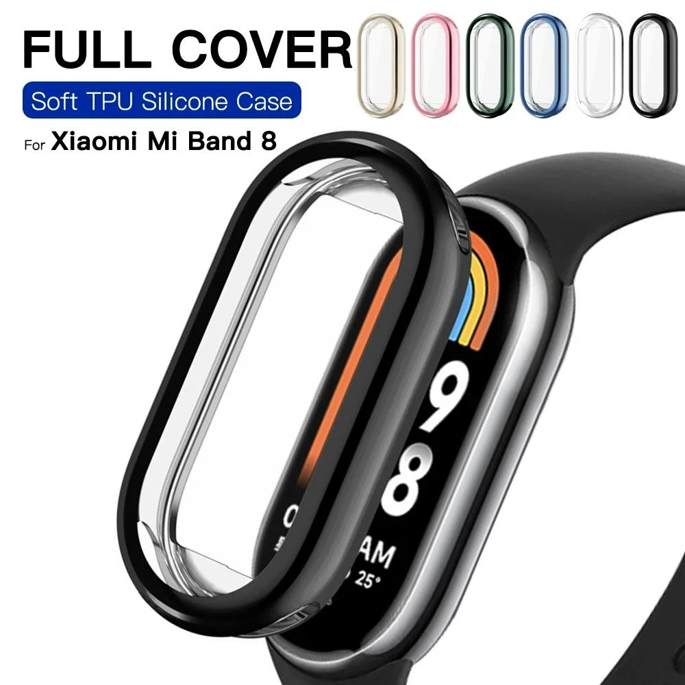 Color: Clear - Protective Case For Xiaomi Mi Band 8 Screen Protector Full Cover XioMi Band8 Soft TPU Cover