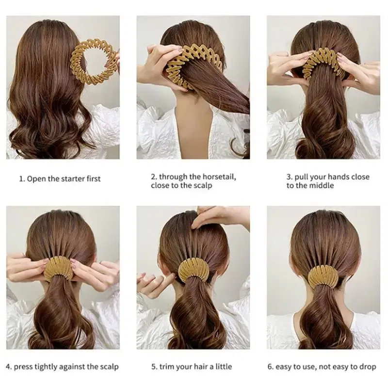 Ships From: CHINA - Ponytail Hairpin Bun Maker Hair Styling Tool Anti-Slip Bun Maker Hair Styling Tool Claw Clip Holder Light Weight For Daily Wear