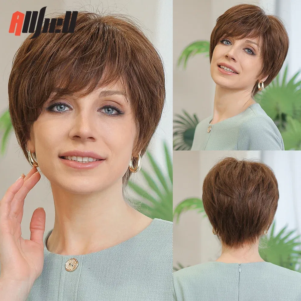 Hair Color: #88J - 100% Remy Human Hair Wigs Brown Short Pixie Cut Lace Front Wig for Women HD Transparent Human Hair Lace Frontal Wigs
