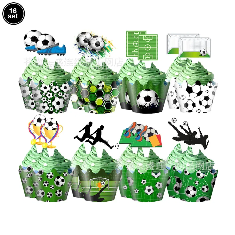Color: Dark Khaki - Soccer Cake Decorations Soccer Birthday Party Supplies Soccer Ball Cupcake Topper