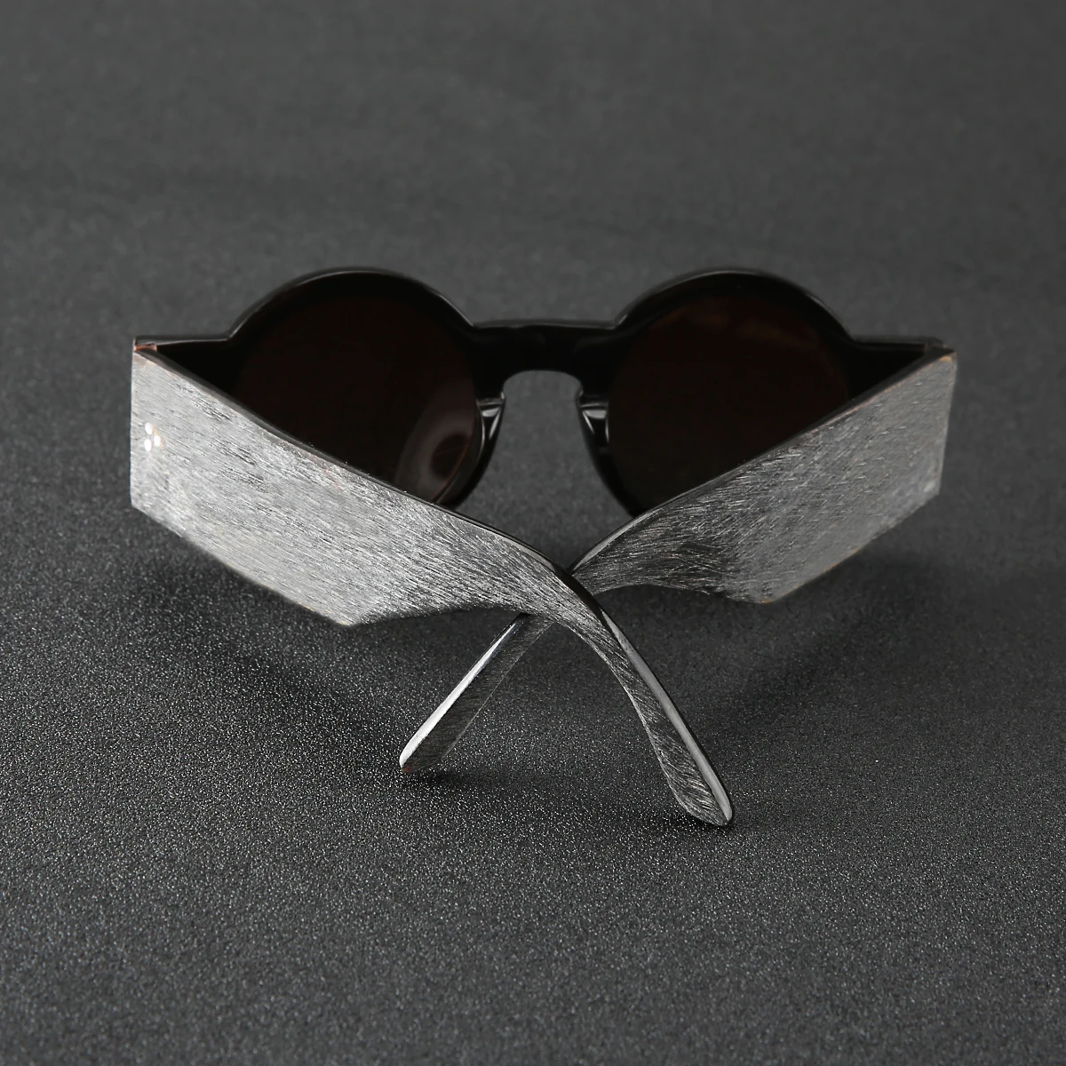 Frame Color: Yellow, Ships From: CHINA - Punk style retro personality round frame rough matte wide temple sunglasses frame buffalo horn material handmade custom