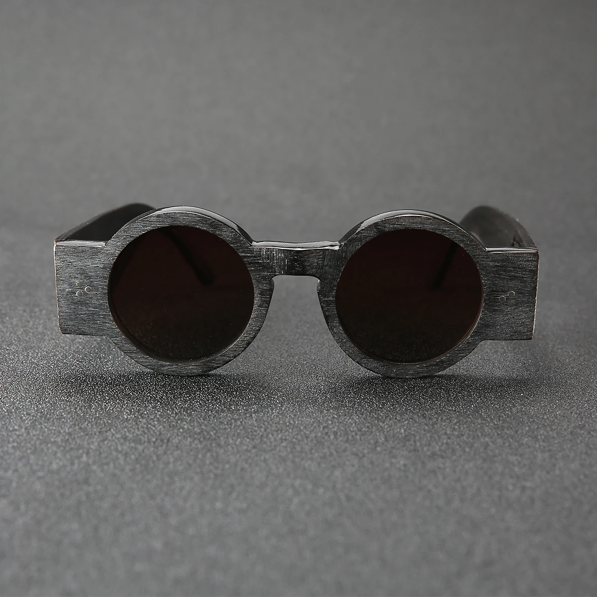 Frame Color: Yellow, Ships From: CHINA - Punk style retro personality round frame rough matte wide temple sunglasses frame buffalo horn material handmade custom