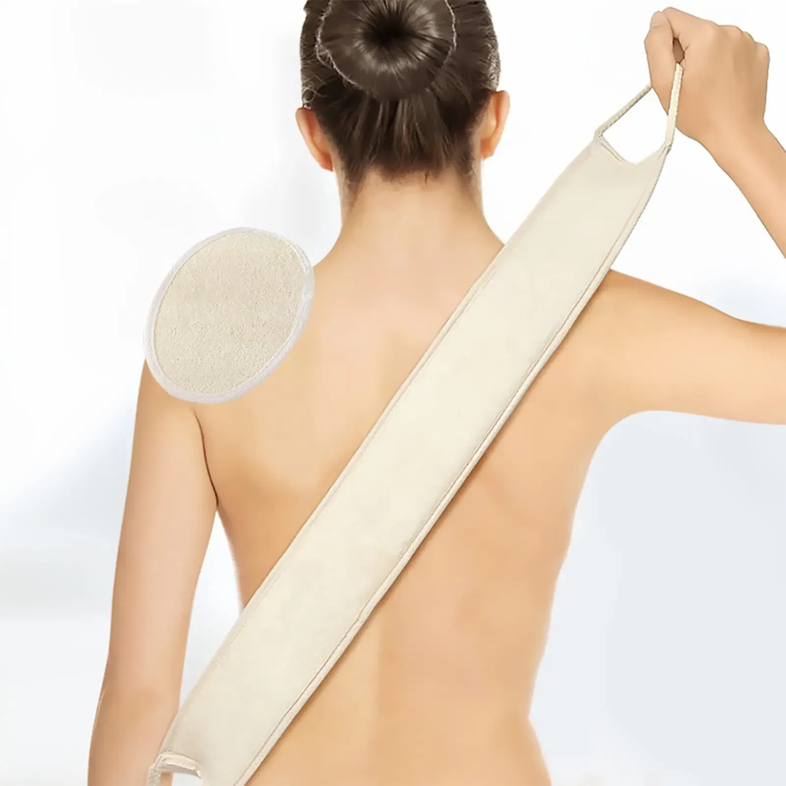 Color: green - Bath Sponge Natural Exfoliating Loofah Sponge Scrubber Body Backwash Belt Back Exfoliator Strap Bath Accessories