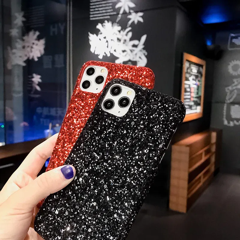 Color: Red, Material: Silicon - Hard Shiny Diamond Girly Phone Case for iPhone 11 12 13 14 15 Pro Max 14 15Plus