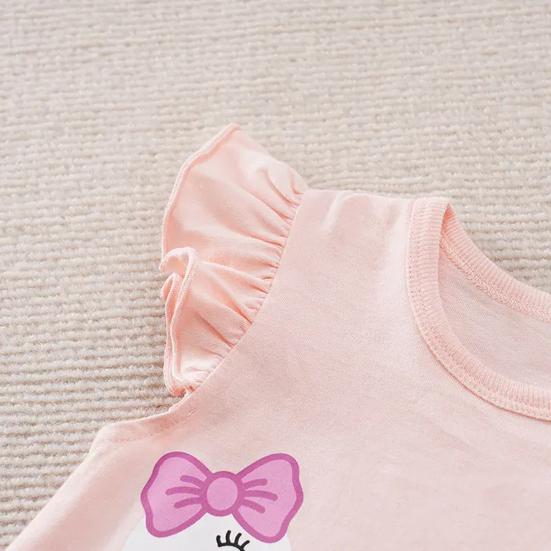 Color: Pink, Kid Size: 12M - Summer Fashion Girl Cute Cartoon Swan Cotton Comfortable Casual Sleeveless Round Neck Baby Bodysuit
