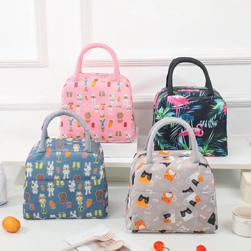 Color: Ivory - Cartoon Lunch Bag Portable Insulated Thermal Heat Children's Bento Bag Picnic Tote Kid School Lunch Box Bags Cooler Ice Pack New