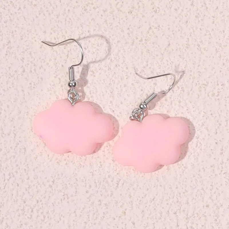 Metal Color: BROWN - Ultra-Low New Fashion Cute White Cloud Stud Earrings Delicate Mushroom Clouds for Women Girls Ear Jewelry Wholesale Gifts Bear