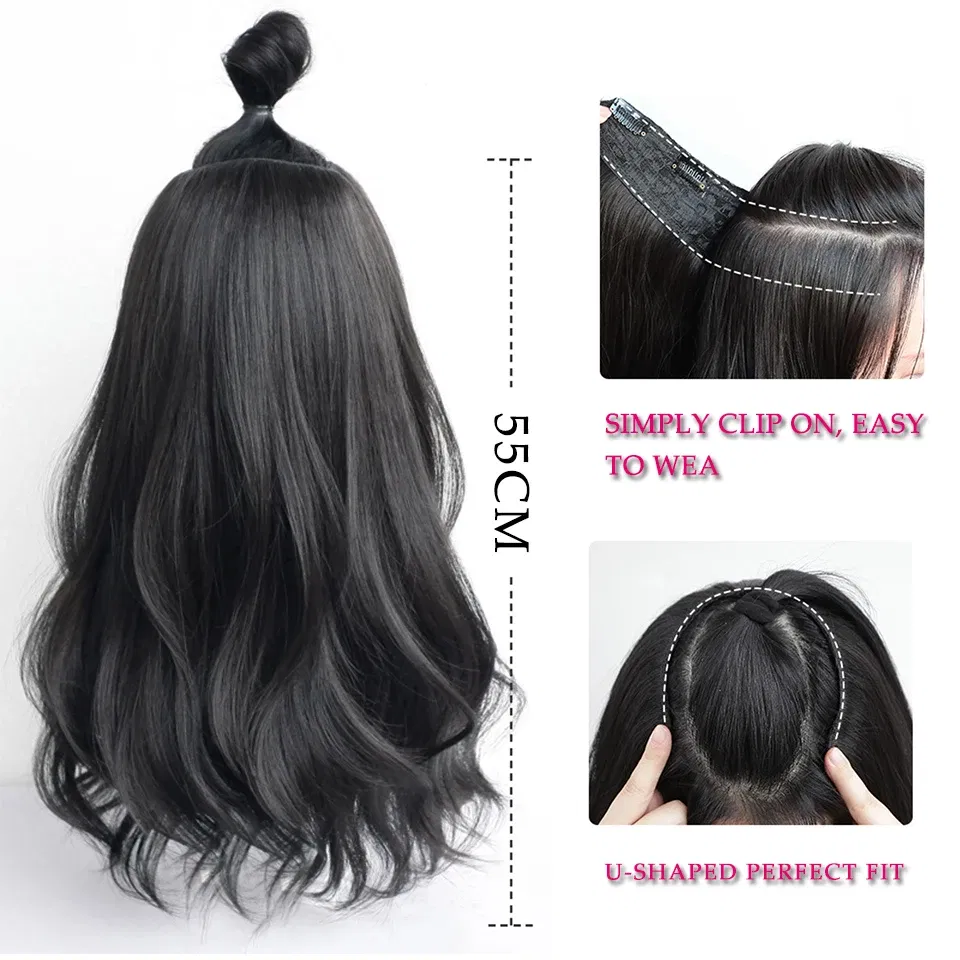 Color: OMBRE - AOSI Part Synthetic Clip In Hair Extension Long Thick Curly Natural Blonde Flase Hair Hairpieces For Women Heat Resistant