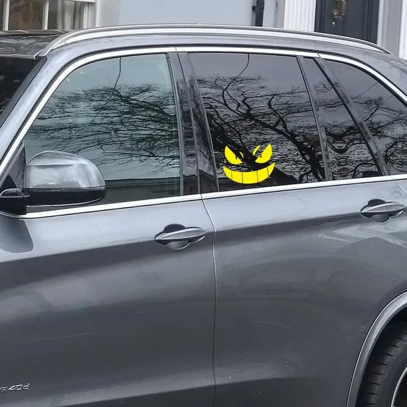 Color: Silver, Ships From: CHINA - Reflective Eye Decal Waterproof Eyes Car Stickers Yellow Night Safety Driving Caution Tear-Resistant Horror Graphics For Bumpers