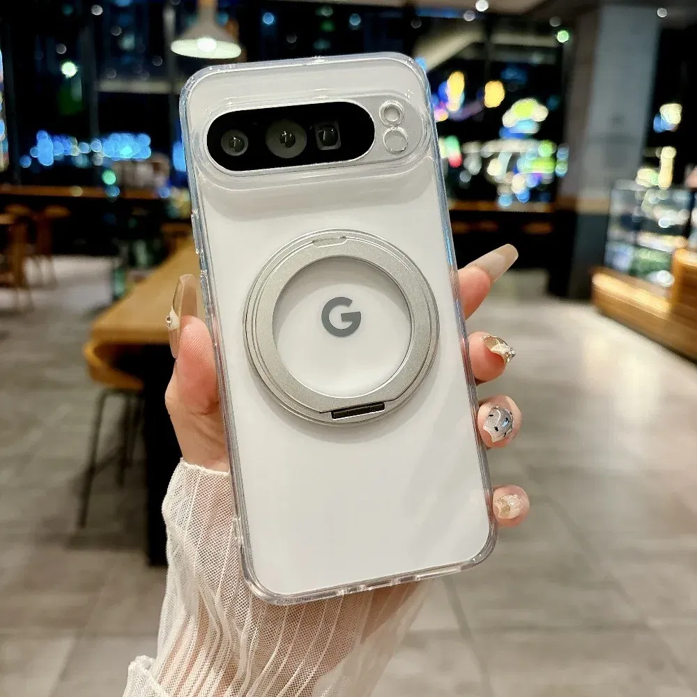 Color: black, Compatibility by Model: Google Pixel 6a - for Magsafe Matte Rotating Bracket Case for Google Pixel 10 9 Pro XL 8 7 6 9A 8A 7A 6A Holder Stand Transparent Shockproof Cover
