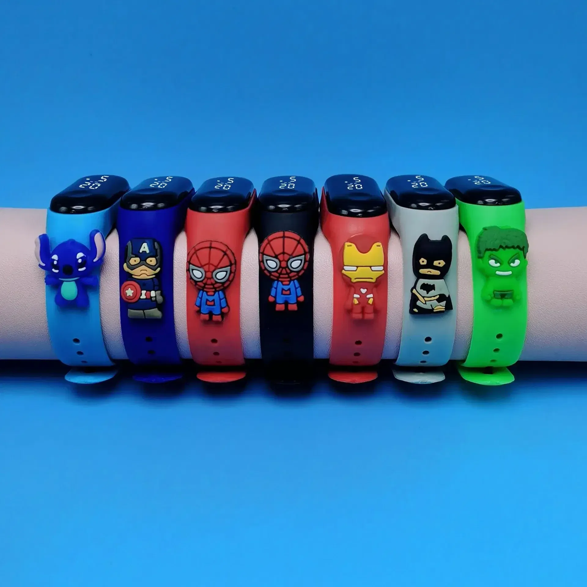 Color: DEEP BLUE - Disney Stitch LED Waterproof Kids Digital Watch Spiderman Hulk Children Watch Sports Touch Electronic Kids Gifts