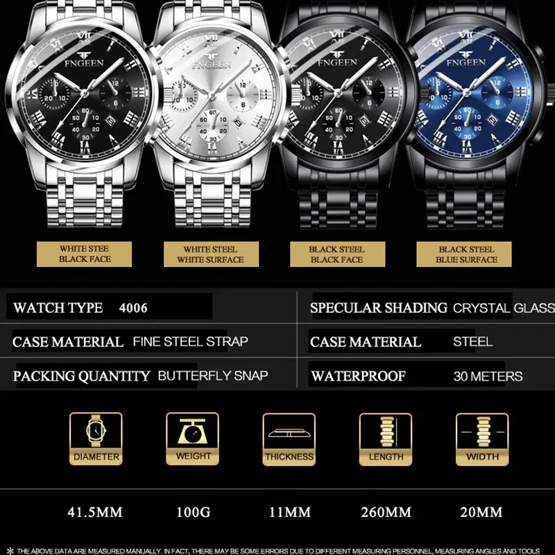 Color: Black - BINBONG Men Watches 2023 Top Brand Luxury Waterproof Date Clock Male Steel Strap Casual Quartz Watch Sports Wrist Watch Men 4006