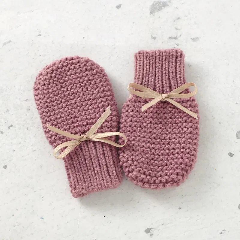 Color: black, Baby Age: 0-6 Months - Baby Shoes + Gloves Set Knit Newborn Girls Boys Boots Mitten Fashion Butterfly-knot Toddler Infant Slip-On Bed Shoes Hand Made