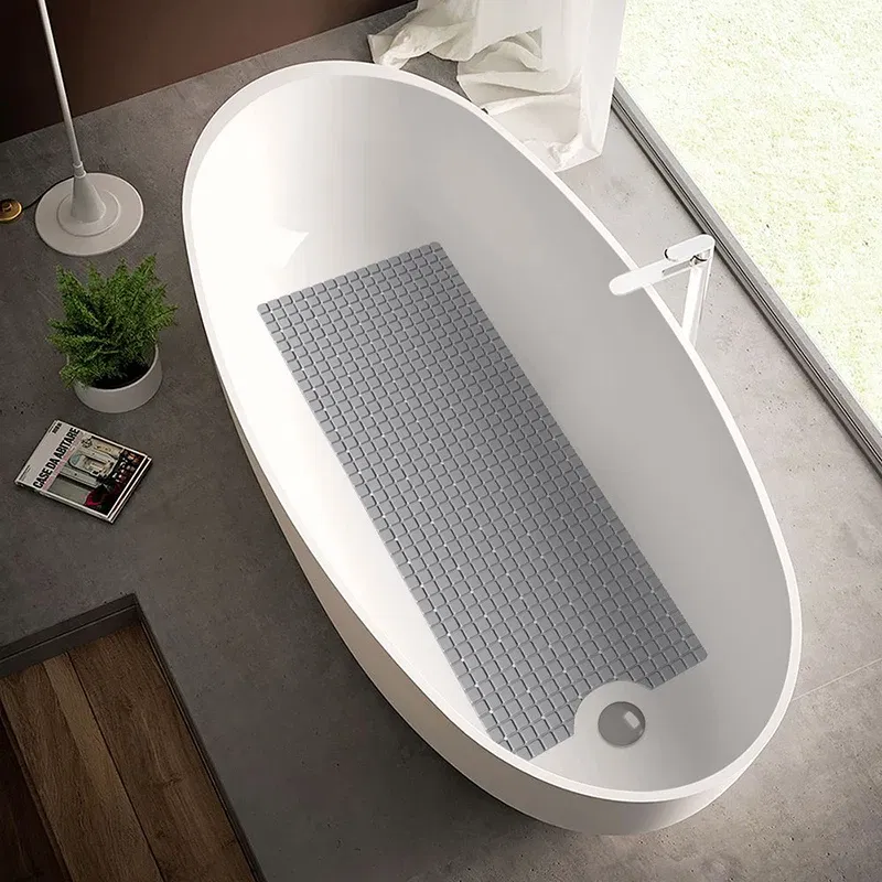 Color: WHITE, Ships From: CHINA, Specification: 400MMx800MM - DEXI PVC Anti-skid Bath Mats Rectangle Soft Shower Bathroom Massage Mat Suction Cup Non-slip Bathtub Carpet