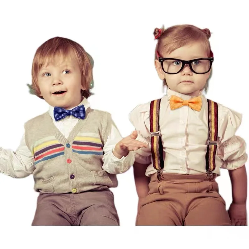 Color: Brown - Korean Formal Dress Dots Bow Ties For Kids Business Bowknot Bridegroom Best Man Bowties Polka Dot Butterfly Cute Neckties Gift