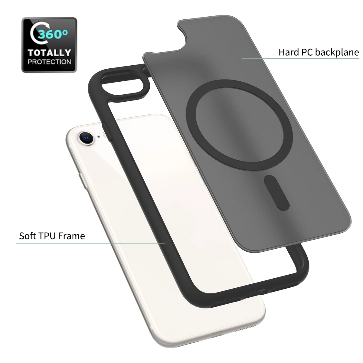 Color: black, Compatible-Phone Models: For iPhone 15 - Non Yellowing Case For iPhone SE 2022 2020 8 16 Pro Max 15 Plus 14 13 Mini 12 11 Magsafe Mag Safe Matte Black Magnet Phone Cover