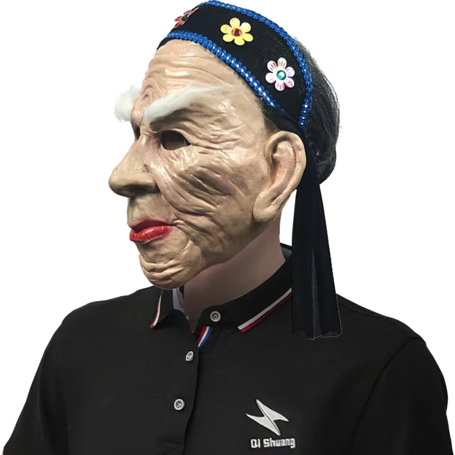 Halloween Human Crossdresser Cosplay Meng Po Full head Mask Realistic Scary Adult Female Latex Mask