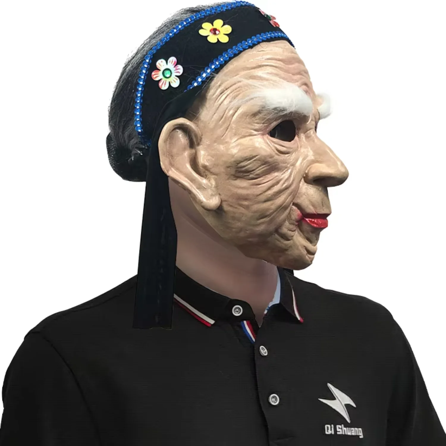 Halloween Human Crossdresser Cosplay Meng Po Full head Mask Realistic Scary Adult Female Latex Mask