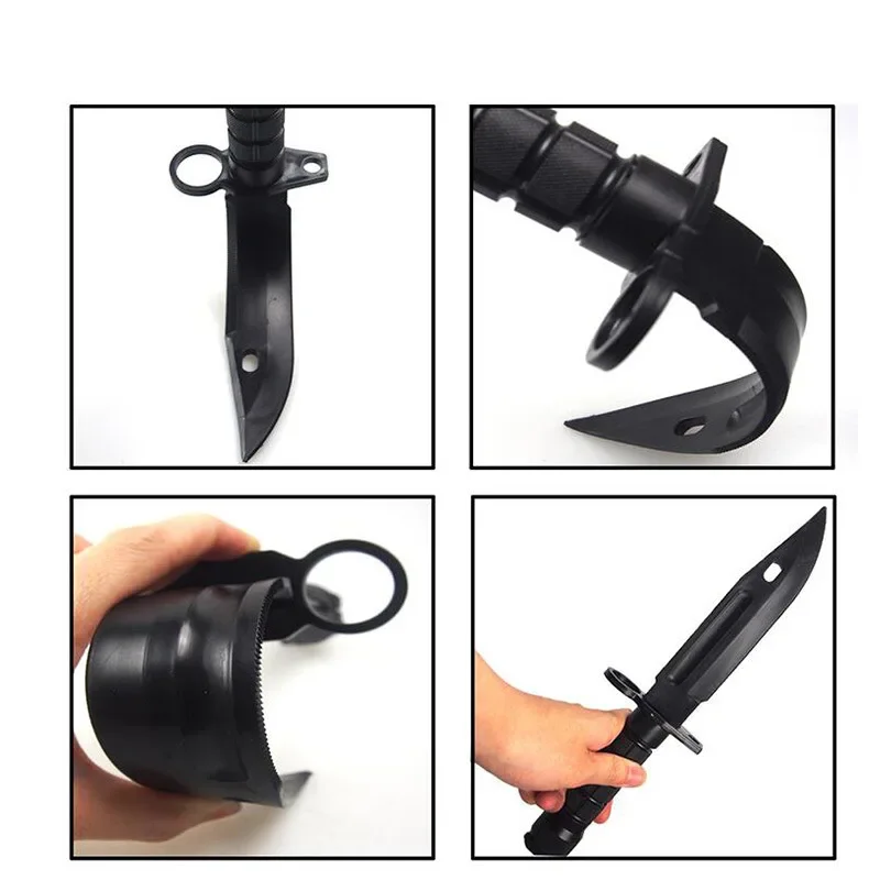 Color: Black - Model Rubber Toy Knife Army Tactical M9 Dagger Fan Collect CS Game Military Training Outdoor Plastic Bayonet Hunting Accessories