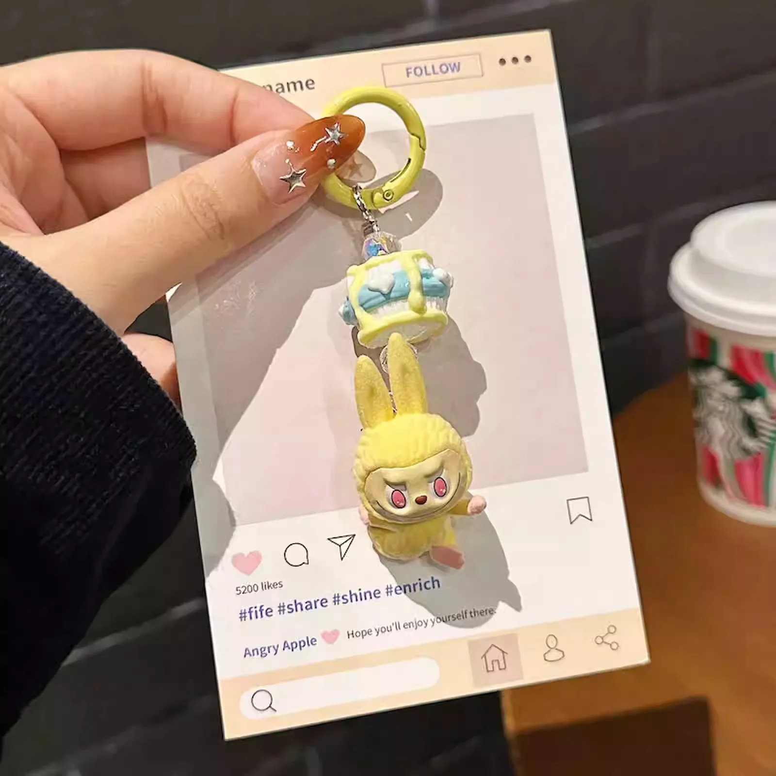 Color: WHITE, Ships From: CHINA - New Cute Cartoon Labubu Phone Chain Hanging Rope Keychain Backpack Pendant Shoulder Bag Ornament Gift for Girlfriend